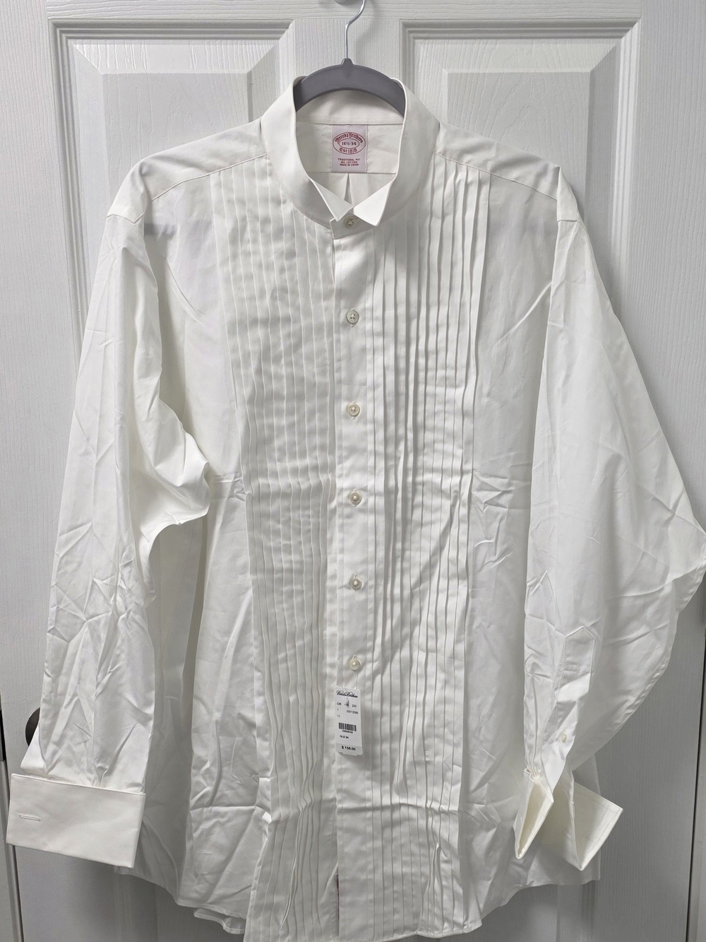 Brooks Brothers Traditional 10 Pleat Tuxedo Shirt White French Cuff 16.5-34 NWT